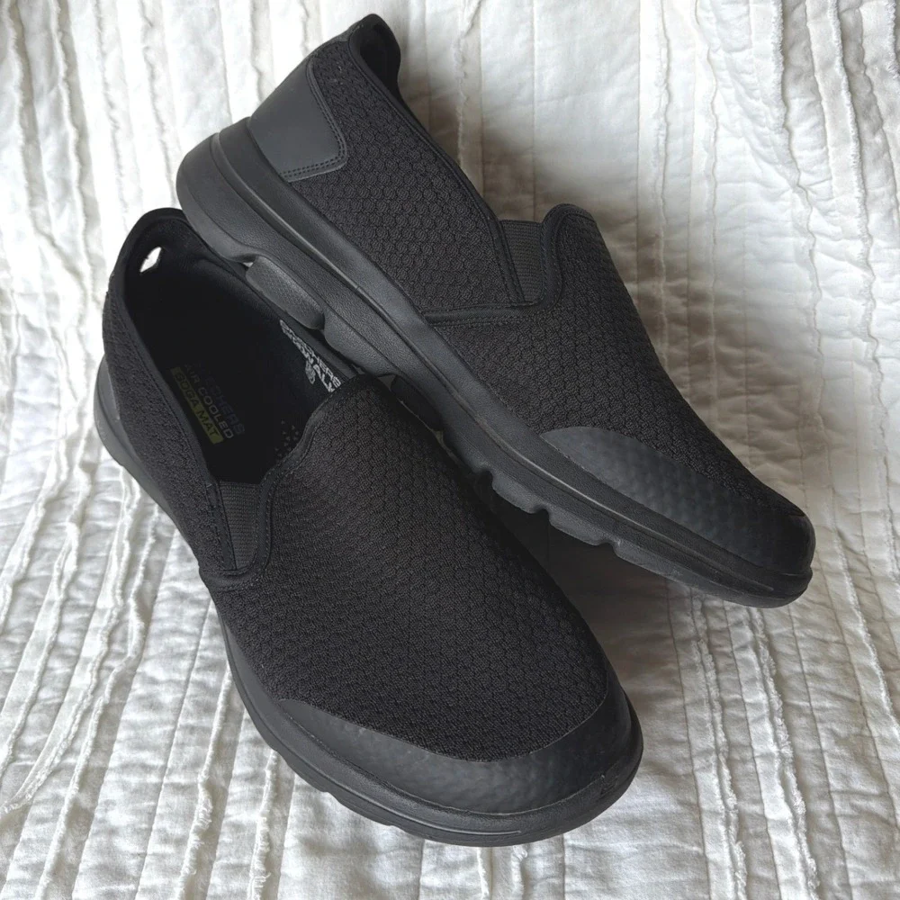 Skechers GoWalk 5 Apprize Black Mesh Slip On Walking Shoes Mens 10